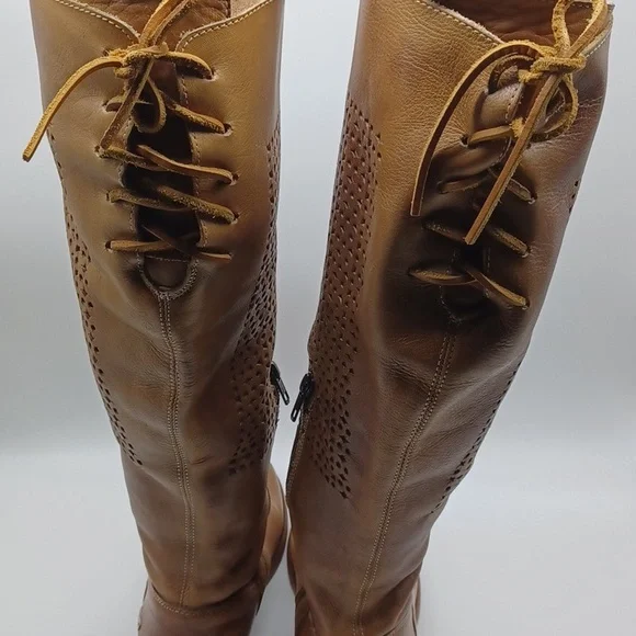 BED STU Cambridge Leather Boots Tall Tan Driftwood SZ 9 - Picture 9 of 16
